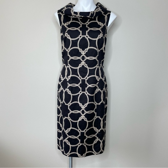 Talbots Dresses & Skirts - NEW Talbots Black & Cream Sleeveless Geometric Silk/Cotton Sheath Dress